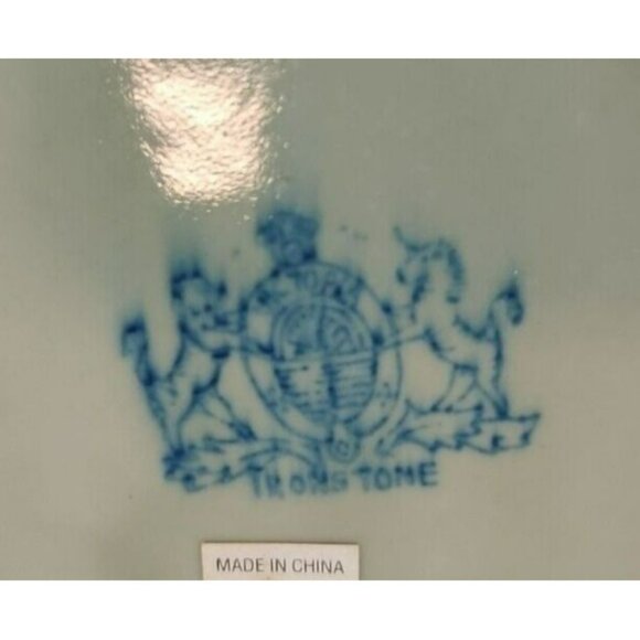 Vtg Victoria Ware Octagonal 1920's  Ironstone Blue Pitcher 7" Tall by 8" Wide - Picture 11 of 13